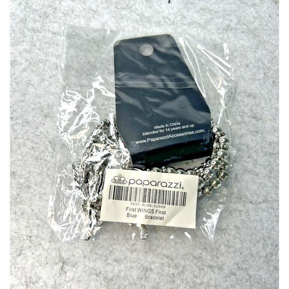 Paparazzi First Wings First Butterfly Iridescent Blue Stretch Bracelet - Picture 8 of 10